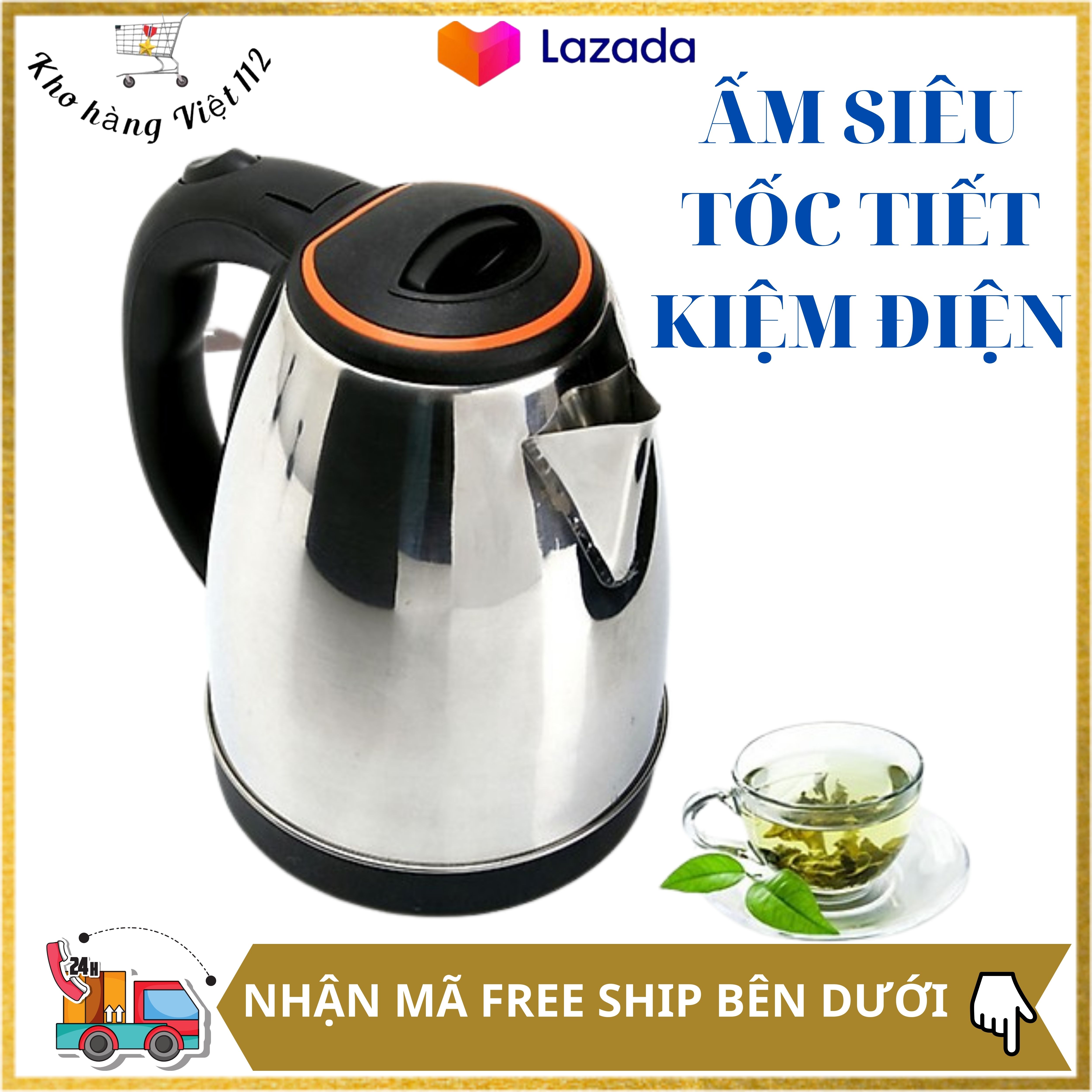 [TIẾT KIỆM ĐIỆN] Ấm đun nước siêu tốc Dung Tích1.8L, Công Suất 1500W, Thân Ấm Inox 304, Đế Tiếp Điện Xoay 360 Độ, Tự Động Ngắt cao cấp BẢO HÀNH 1 NĂM