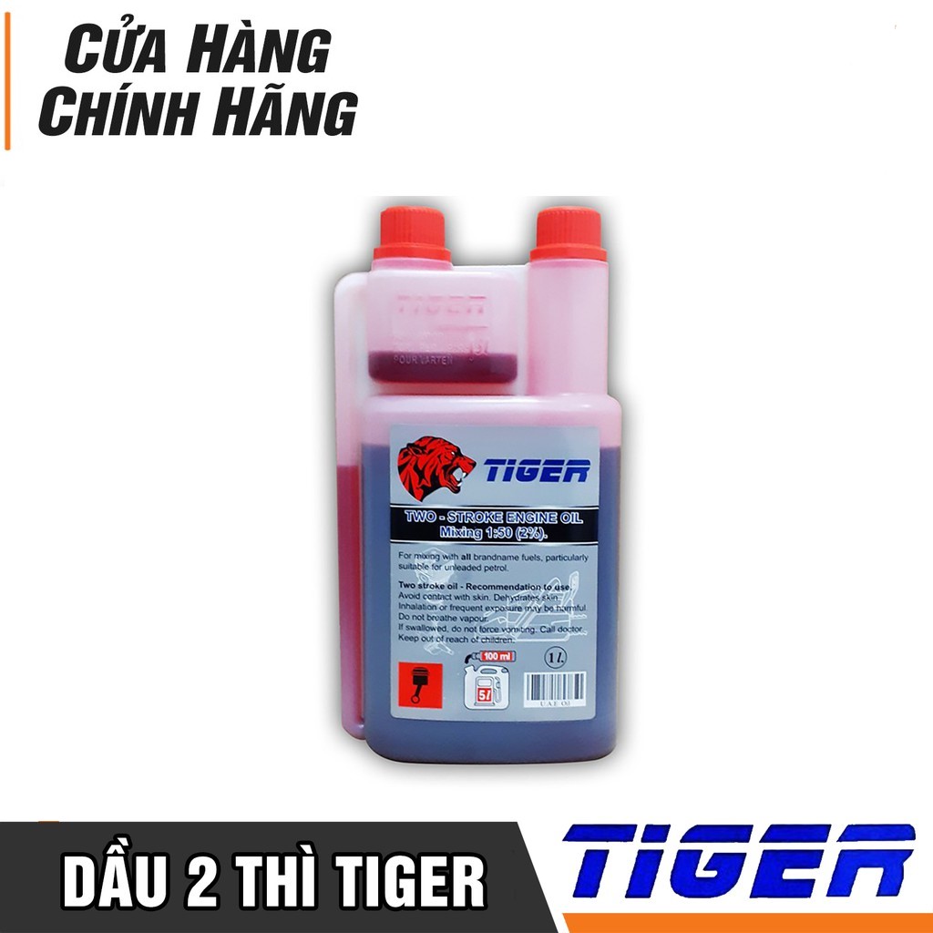 Nhớt tiger 2 thì chính hãng, nhớt 2 thì cho cưa xích, cắt cỏ chai 1 lít