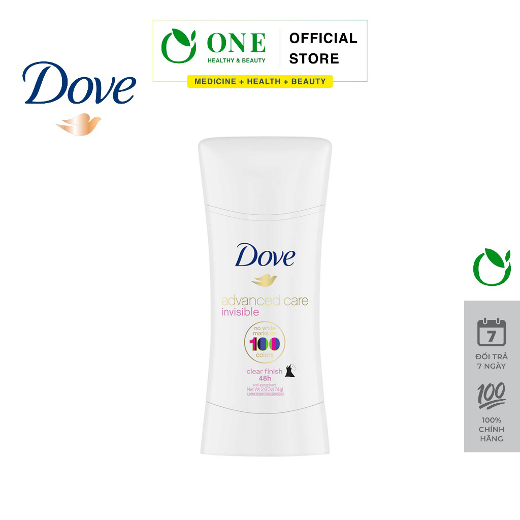 Lăn khử mùi chứa kem dưỡng ẩm Dove Advanced Care 100 Colors Clear Finish 74g