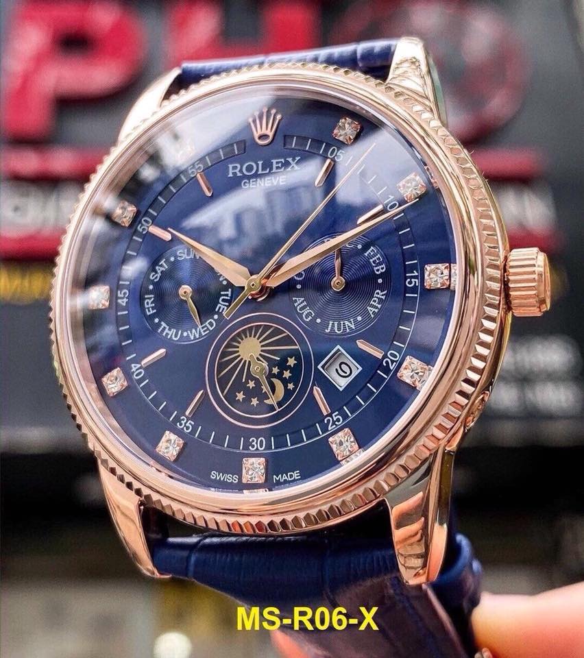 Đồng hồ Nam Rolex 6kim trăng sao size 40-41