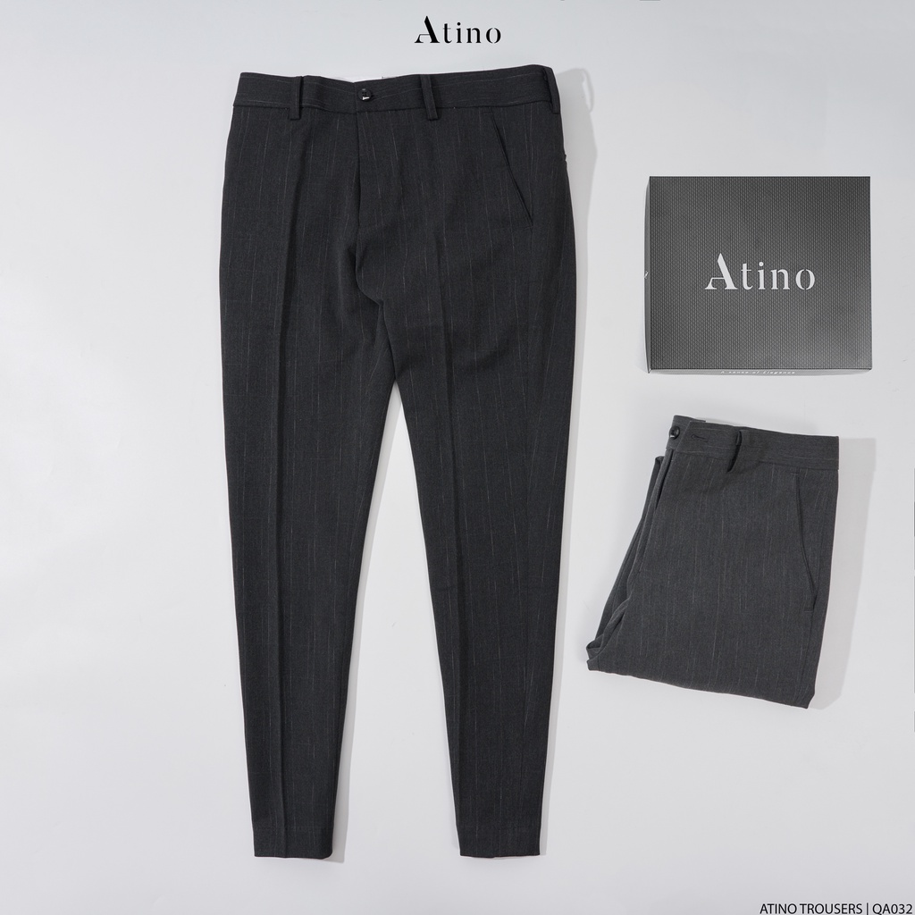 Quần Âu Nam Trơn ATINO Vải Polyester Co Giãn Pha Rayon Thông Thoáng Form