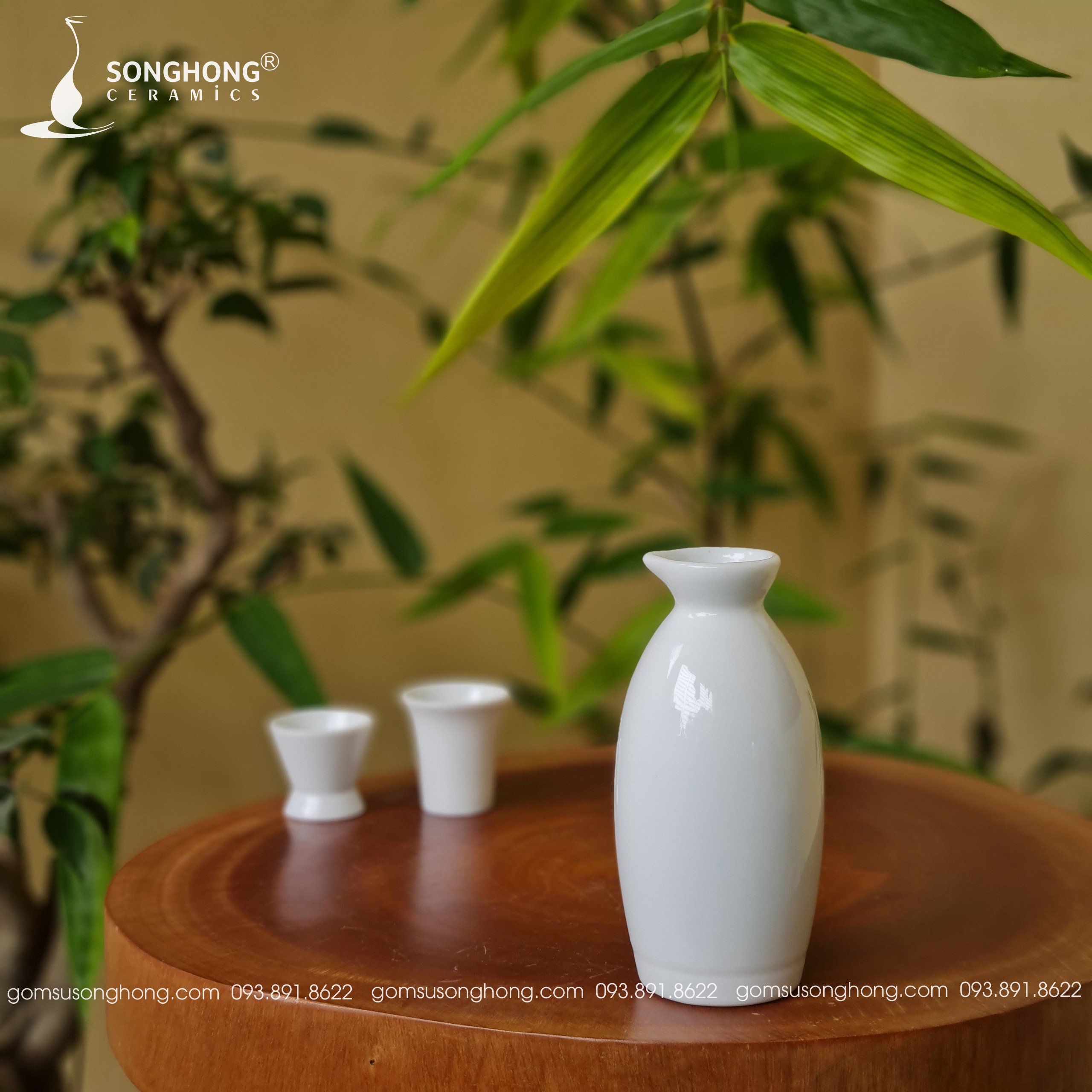 Bộ bình sứ uống rượu sake - soju độc đáo | sứ trắng thấu quang cao cấp | sáng bóng cực đẹp