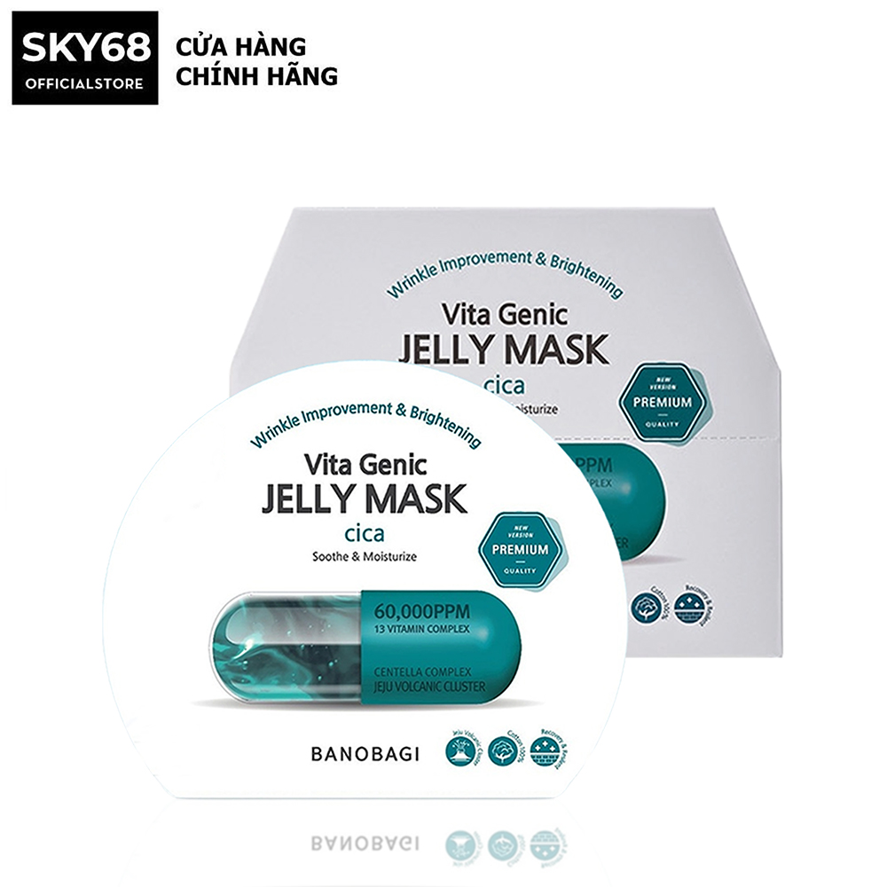  Hộp 10 Mặt Nạ Làm Dịu & Phục Hồi Da Nhạy Cảm BANOBAGI PREMIUM Vita Genic Jelly Mask Cica 30mlx10 - Cica  NEW  