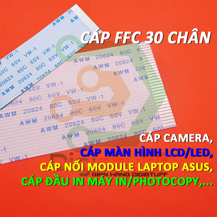 Cáp bẹ 30 chân thay cáp tín hiệu camera Yoosee, màn hình LCD / LED, cáp đầu in máy in / máy scan / máy decal / máy photocopy AWM 20624 60C VW-1