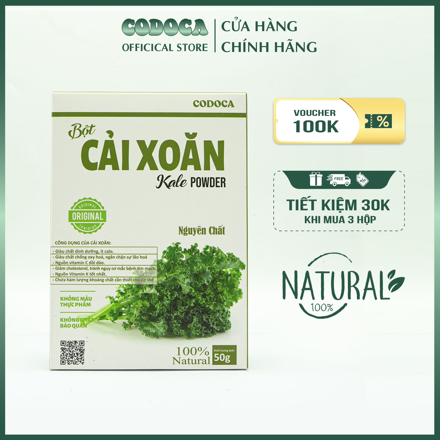 Bột Cải xoăn Codoca Nguyên chất sấy lạnh