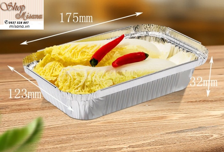 Combo 10 khay giấy bạc chữ nhật có nắp