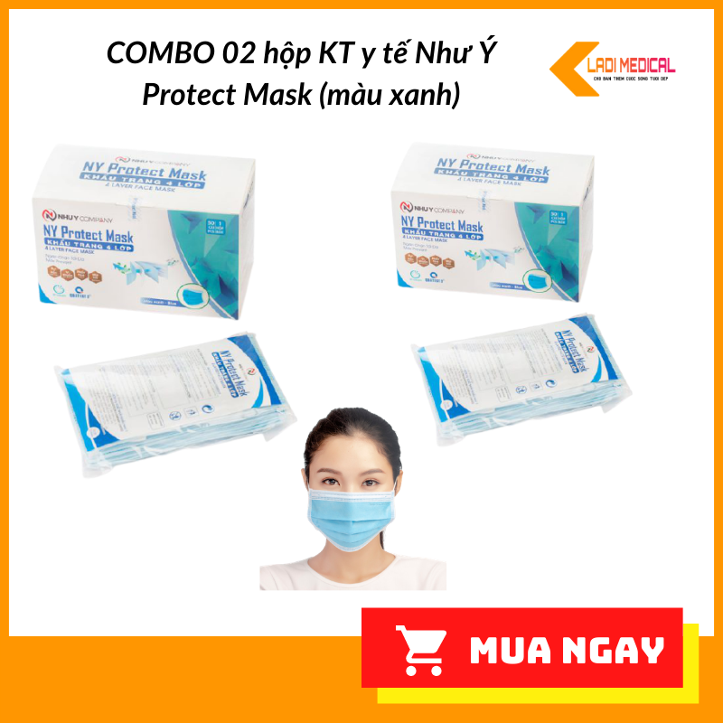 COMBO 2 Khẩu Trang Như Ý 4 Lớp Kháng Khuẩn 50 cái/hộp