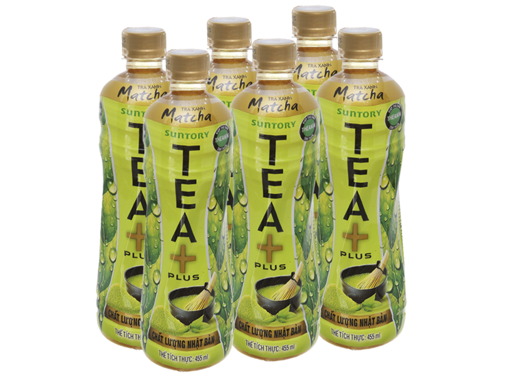 6 chai trà xanh matcha Tea Plus 455ml