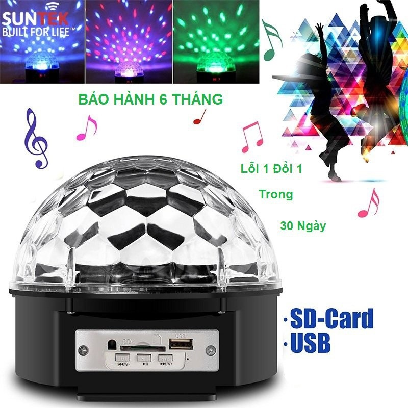 đèn led sàn nhảy đẹp, chính hãng Đèn LED Quả Cầu 7 Màu Ánh Sáng Vũ Trường Có USB và Remote Đèn Sáng Lấp Lánh Xoay 360 Độ Với 7 Màu Rực Rỡ Cảm Biến Âm Thanh Độ Nháy Phụ Thuộc Vào Nền Nhạc