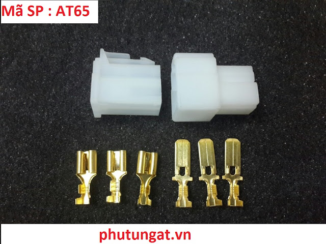 Bộ giắc kết nối xe máy bộ giắc nhựa 3 lỗ 3p-6.3 - at65 - 1 bịch-10 bộ