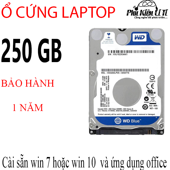 Ổ cứng hdd laptop 2.5 inch WD western 250GB bảo hành 1 năm