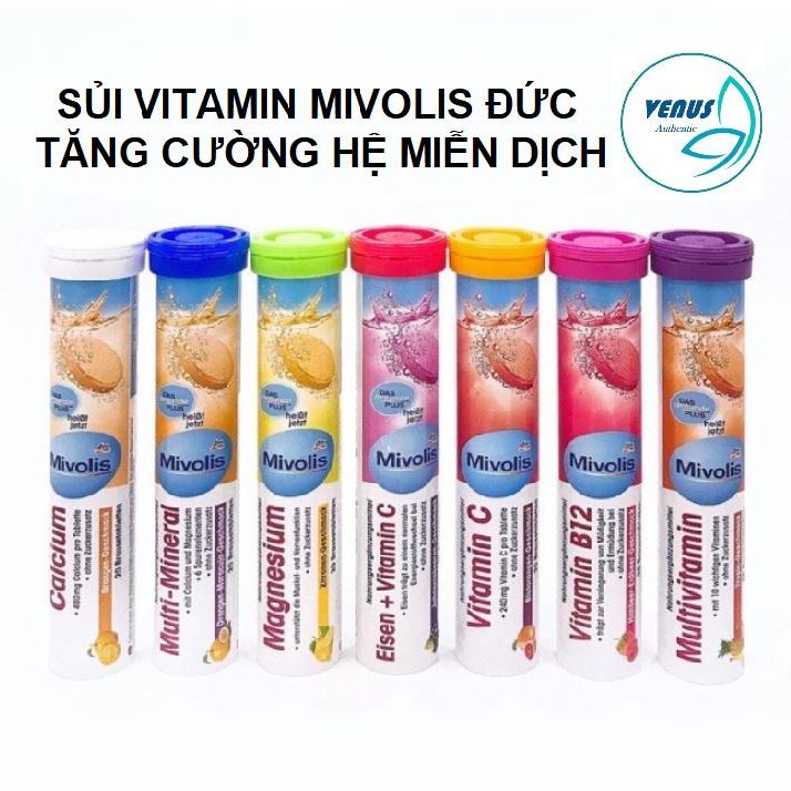 Viên sủi vitamin Mivolis nội địa Đức đủ loại vị trái cây tăng đề kháng - Tuýp 20 viên