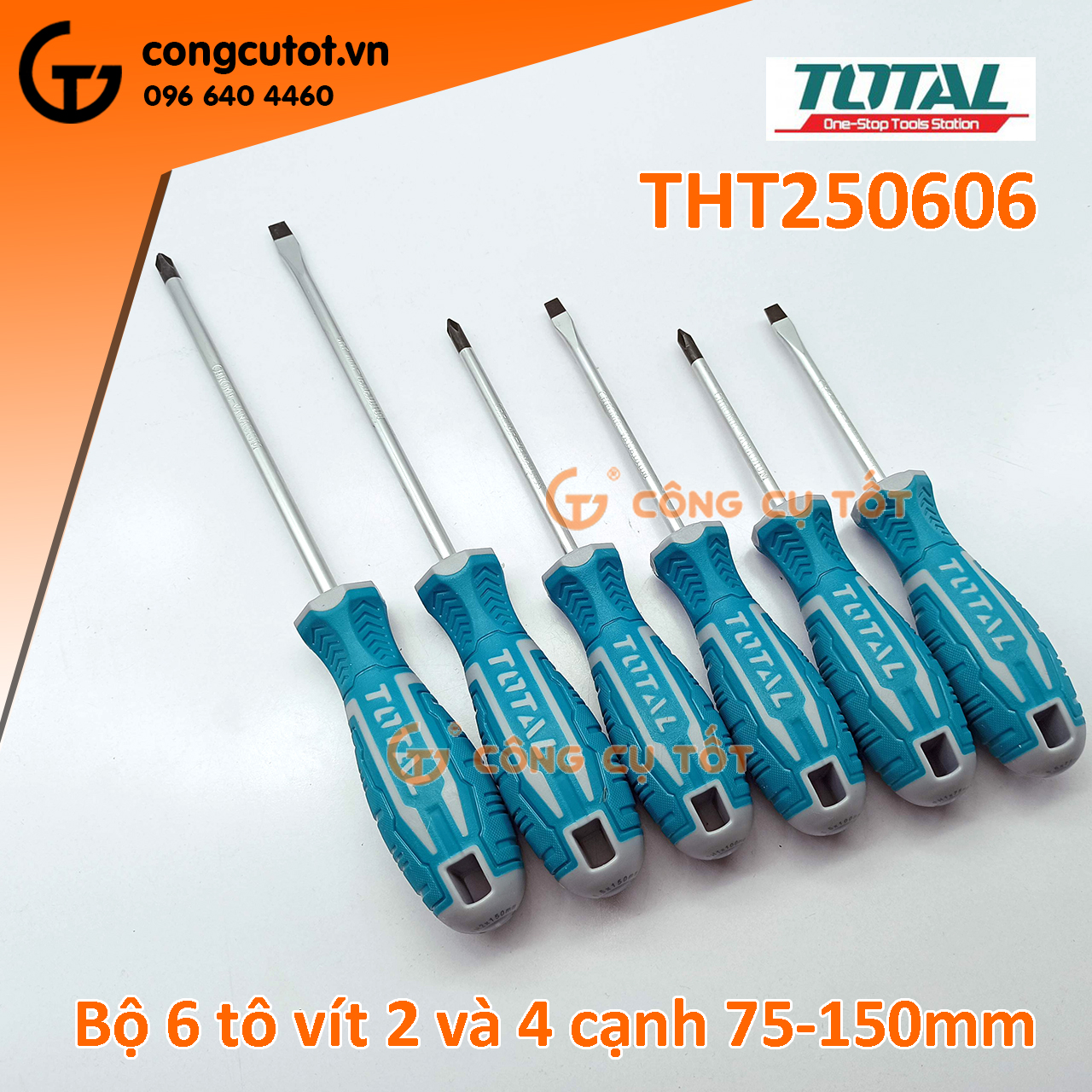 Bộ tuốc nơ vít 6 chi tiết total tht250606