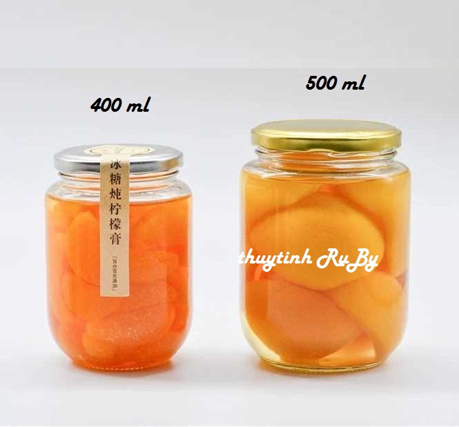 Combo 2 hũ lọ thủy tinh đựng thực phẩm tròn 500ml, hủ đựng mật ong, lọ gia vị, lọ thủy tinh đựng thực phẩm