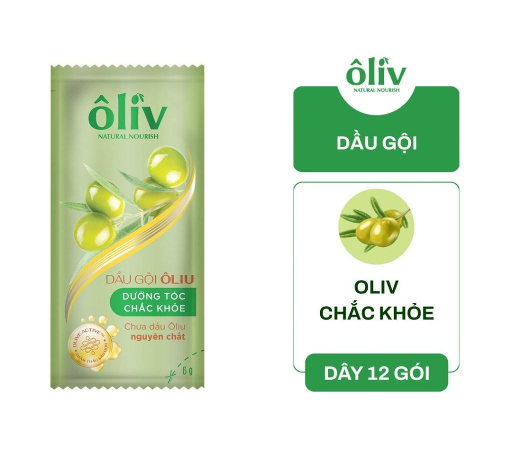Dây dầu gội ôliv chắc khỏe - bồng bềnh - siêu mượt 12 gói