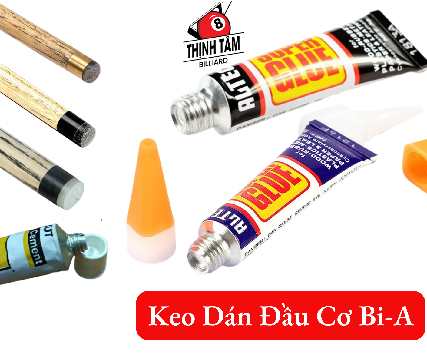 Keo dán con chó con voi vàng tuýp 10g, dán đầu cơ bida, dán đa năng, vá vải bàn bi-a