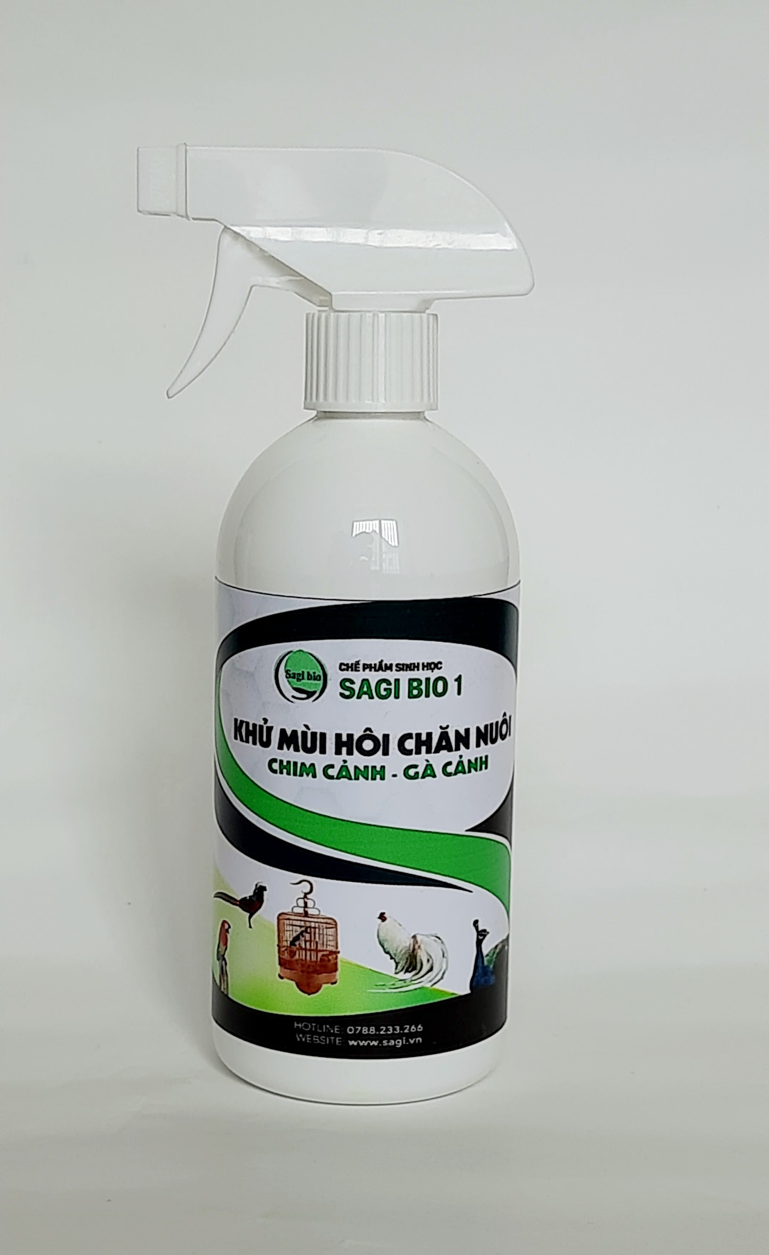 #Vi sinh xịt khử mùi hôi chim cảnh, gà cảnh SagiBio 1 - Bình xịt 500ml.