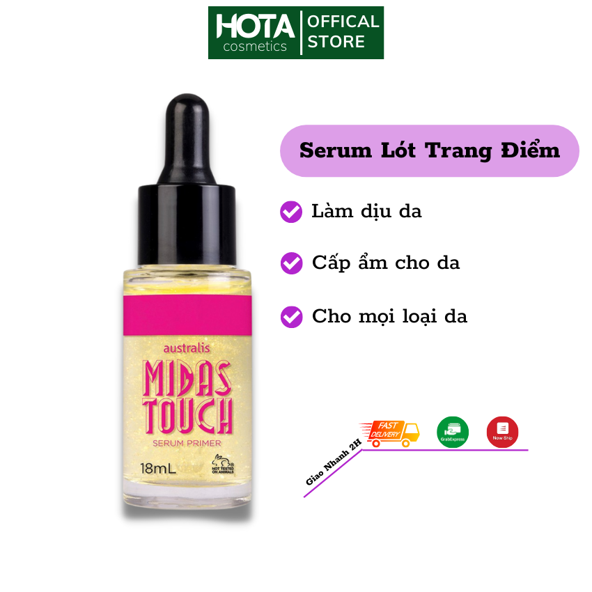 Serum lót dưỡng ẩm làm sáng da kem lót dạng serum cấp ẩm có nhũ Australis Midas Touch Serum Primer 18ml