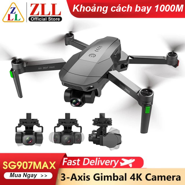 [Trả góp 0%]ĐCTK - NEW 2021 Máy bay flycam SG907 Max Gimbal chống rung 3 trục camera 4K Cảm biến bụng cân bằng bay 26 phút tầm xa điều khiển 1Km - Bảo hành 3 tháng