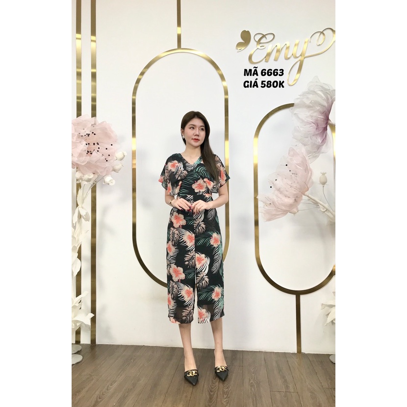 Emy em6663 jump tay dơi nền đen họa tiết hoa lá