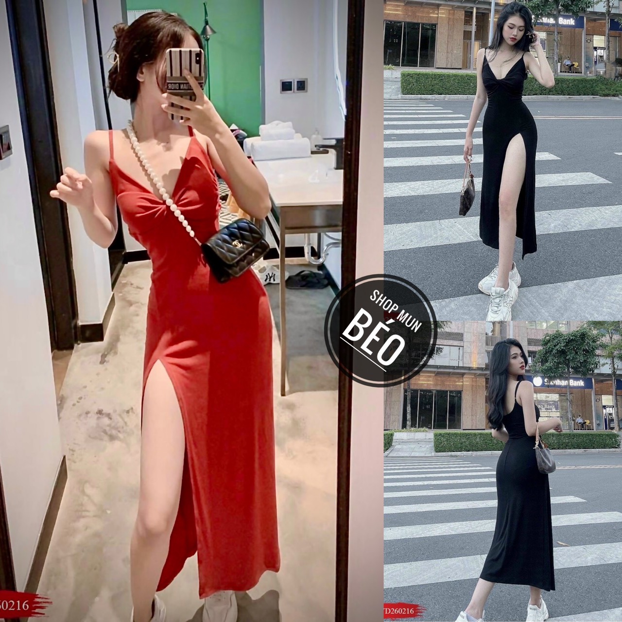 [MẪU MỚI] Đầm Body 2 Dây Xoắn Ngực Có Mút Xẻ Đùi Thun Gân Thích Hợp Mặc Đi Tiệc Đi Làm Đi Chơi