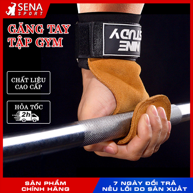 [1 Đôi] Găng tay tập Gym Kết hợp Dây kéo lưng NINE STUDY - Hỗ trợ Deadlift, nâng tạ, lên xà