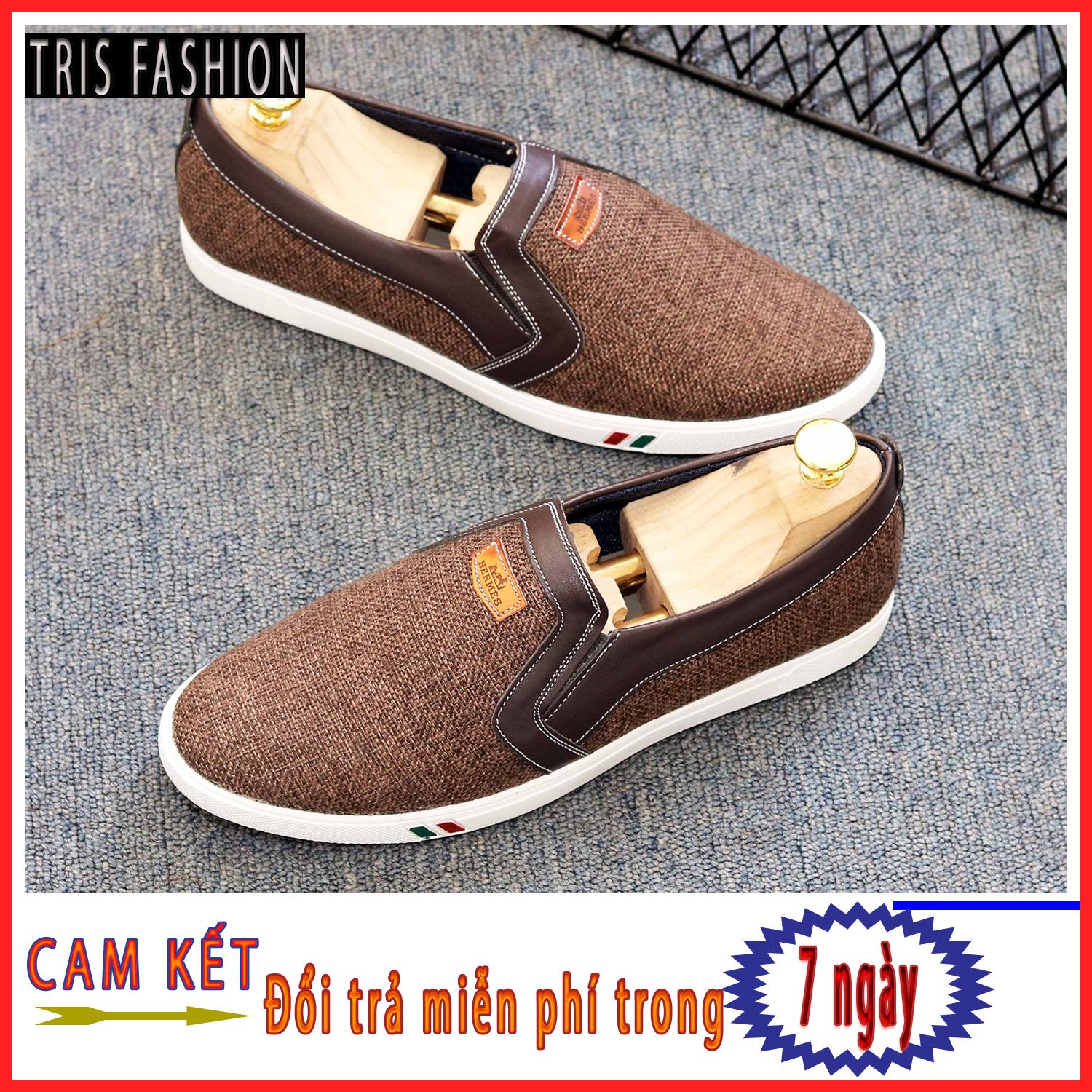 Giày lười, giày mọi vải nam Thoáng khí. Tặng 1 đôi tất khử mùi NANO