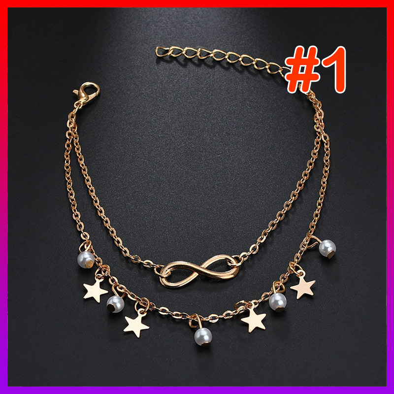 [HCM]Vòng tay/Lắc chân đôi hạt Ngọc Lucky star / Tim / Bướm style HÀN - NHShop