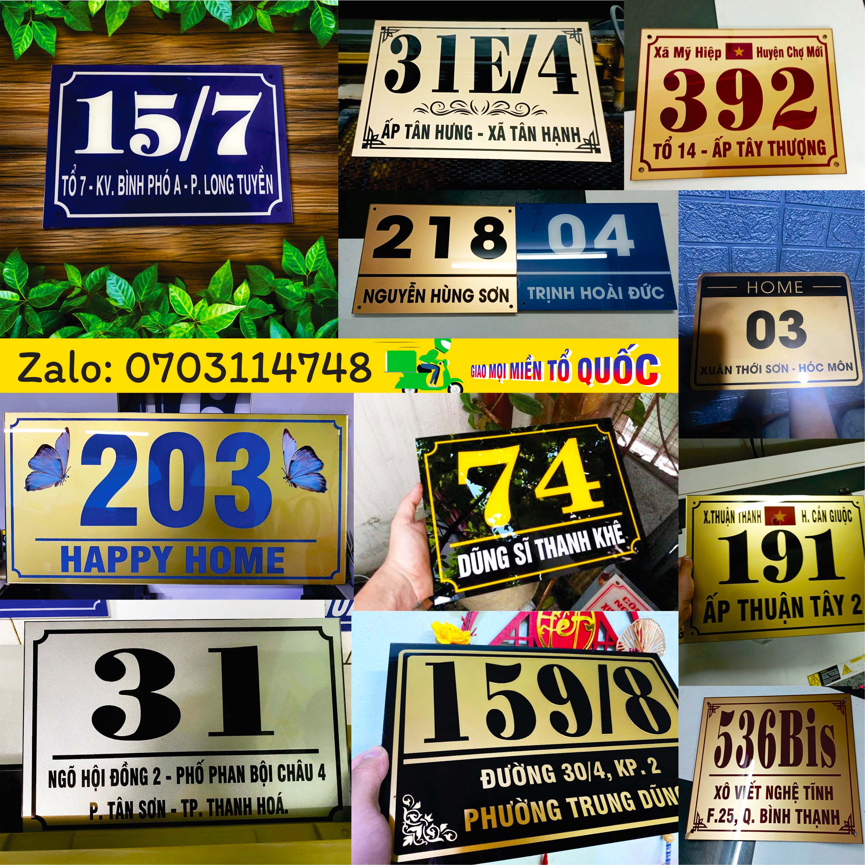 Biển số nhà, bảng số nhà Mica thiết kế mẫu miễn phí theo yêu cầu