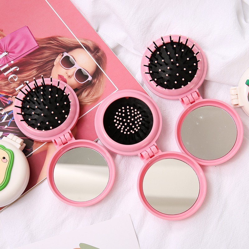 Lược gấp kèm gương mini phong cách hàn quốc dễ thương - shop giao mẫu ngẫu nhiên