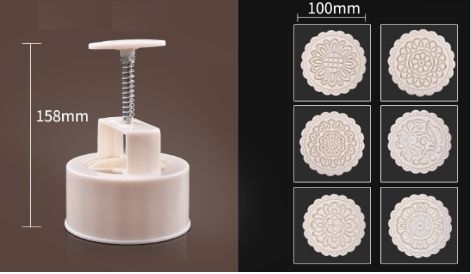 Khuôn bánh trung thu lò xo 250gr 6 mặt tròn