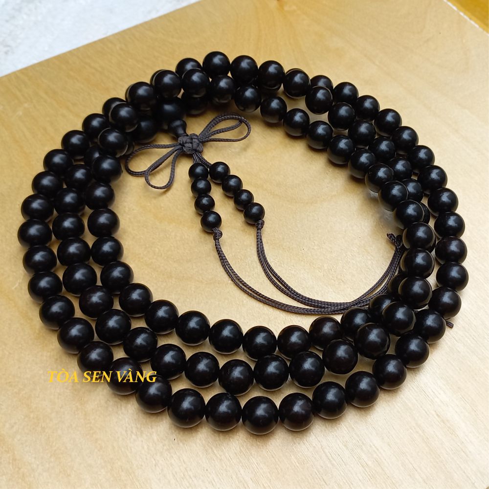 Tràng hạt niệm phật gỗ mun sừng, chuỗi 108 hạt gỗ có nhiều kích thước
