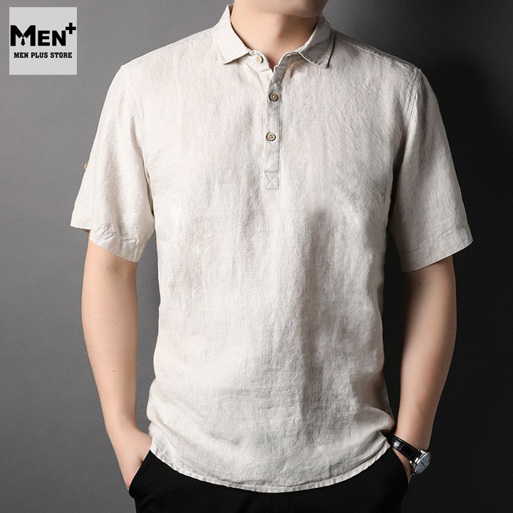 Áo sơ mi nam vải đũi dáng polo cao cấp - Áo polo nam vải đũi thoáng mát