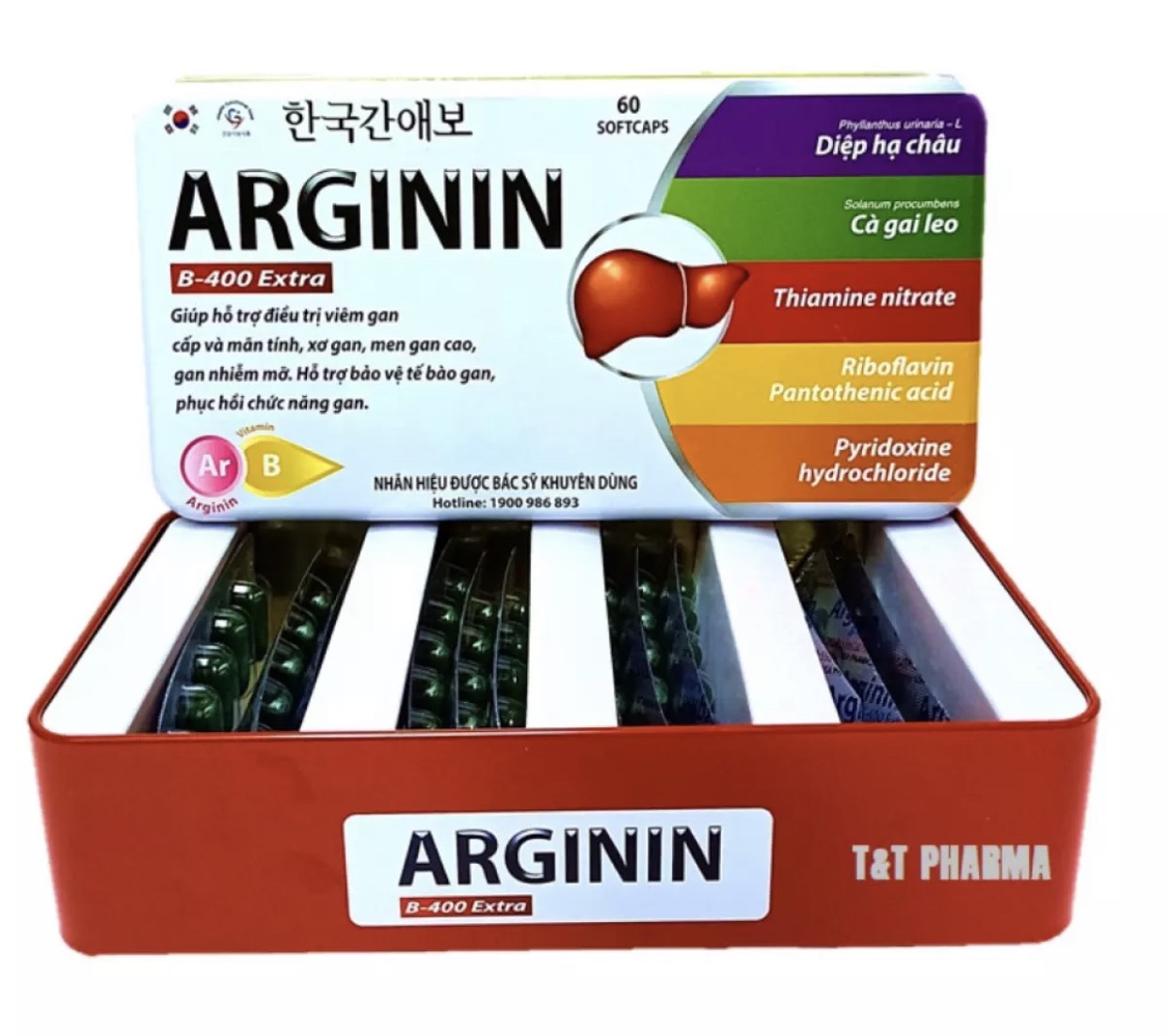 Viên Uống Giải Độc Mát Gan ARGININ - Hộp sắt 60 viên