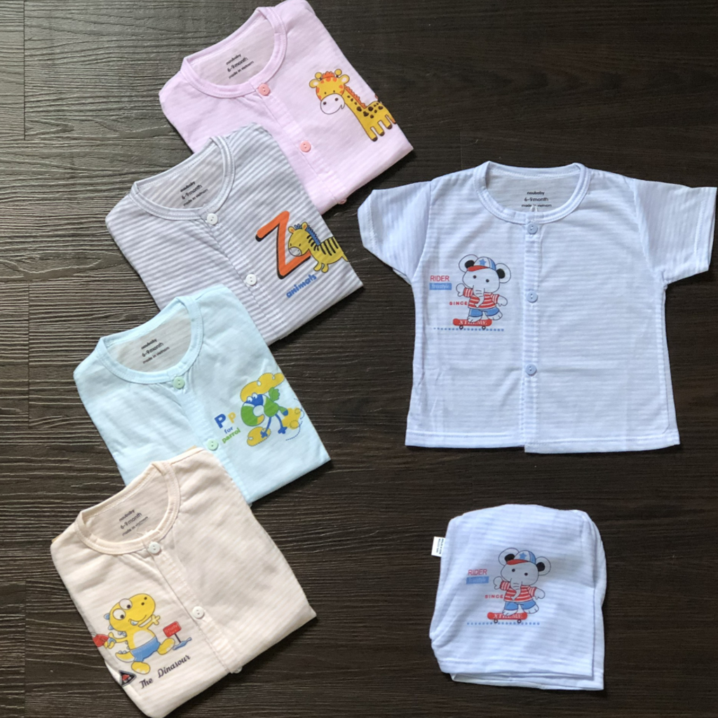 Freeship set 5 bộ đồ cộc tay quần áo trẻ em Noubaby 100% cotton thoáng mát | Có Video