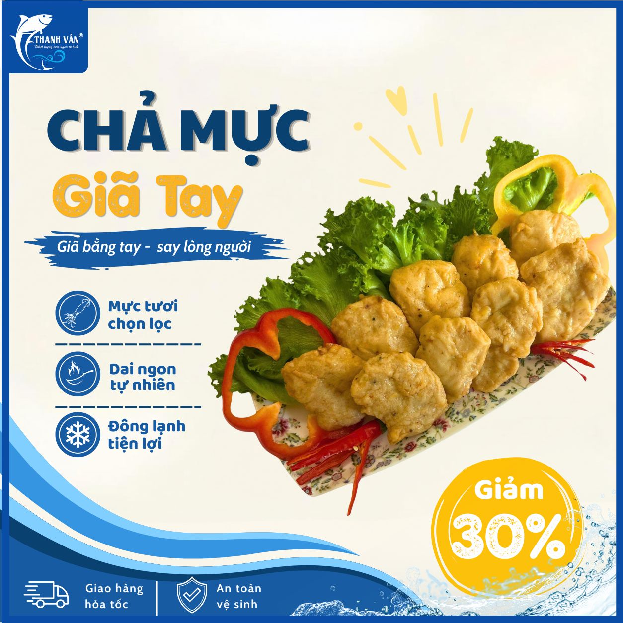Chả Mực Giã Tay - Đặc Sản Quy Nhơn, Bình Định - Dai Giòn từ Mực Tươi - Thanh Vân Foods