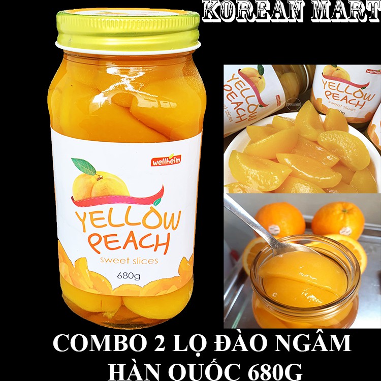 Combo 2 lọ đào ngâm hàn quốc 680g
