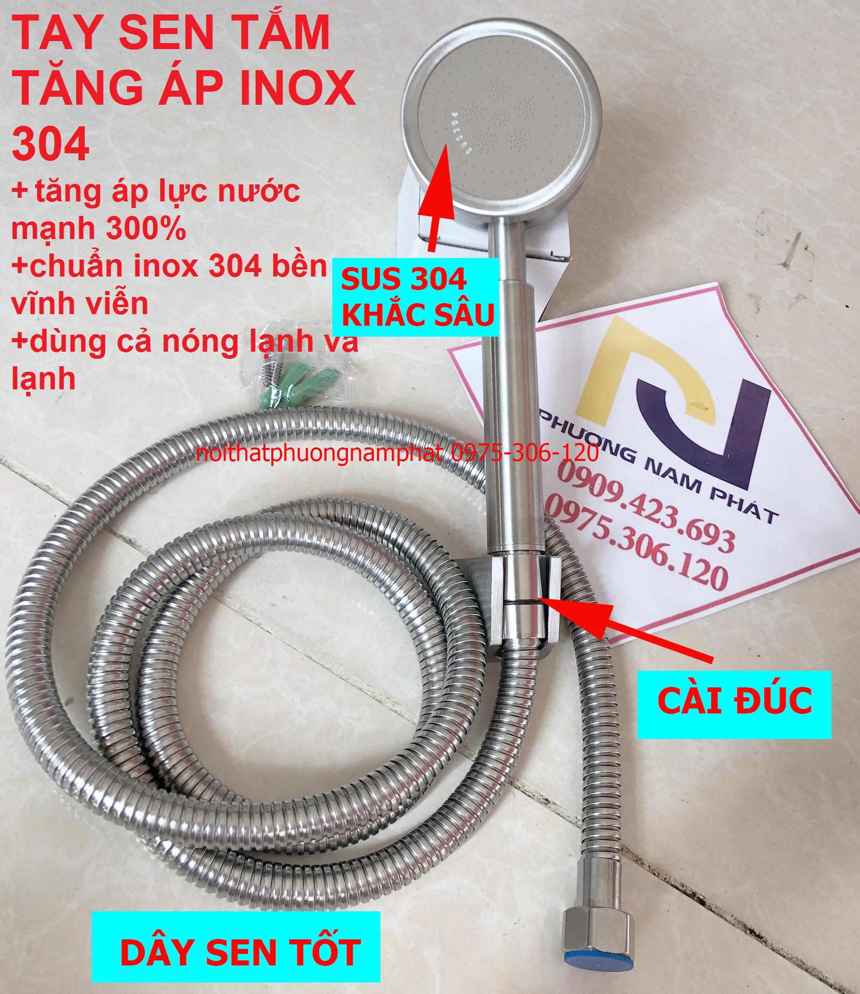 [HCM][INOX 304] BỘ Tay Sen Tắm TĂNG ÁP INOX 304 TS20 + Dây Sen + Cài Sen HÀNG CAO CẤP chuẩn inox 304 chống han rỉ và tia nước nhỏ mịn tăng áp phun xa