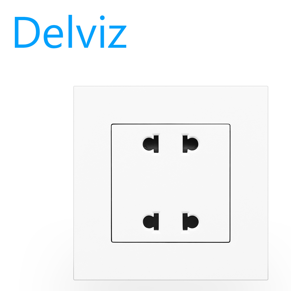 Delviz 10A Wall Power Socket,Household security AC interface 110-250V,Embedded EU Two jacks Outlet.