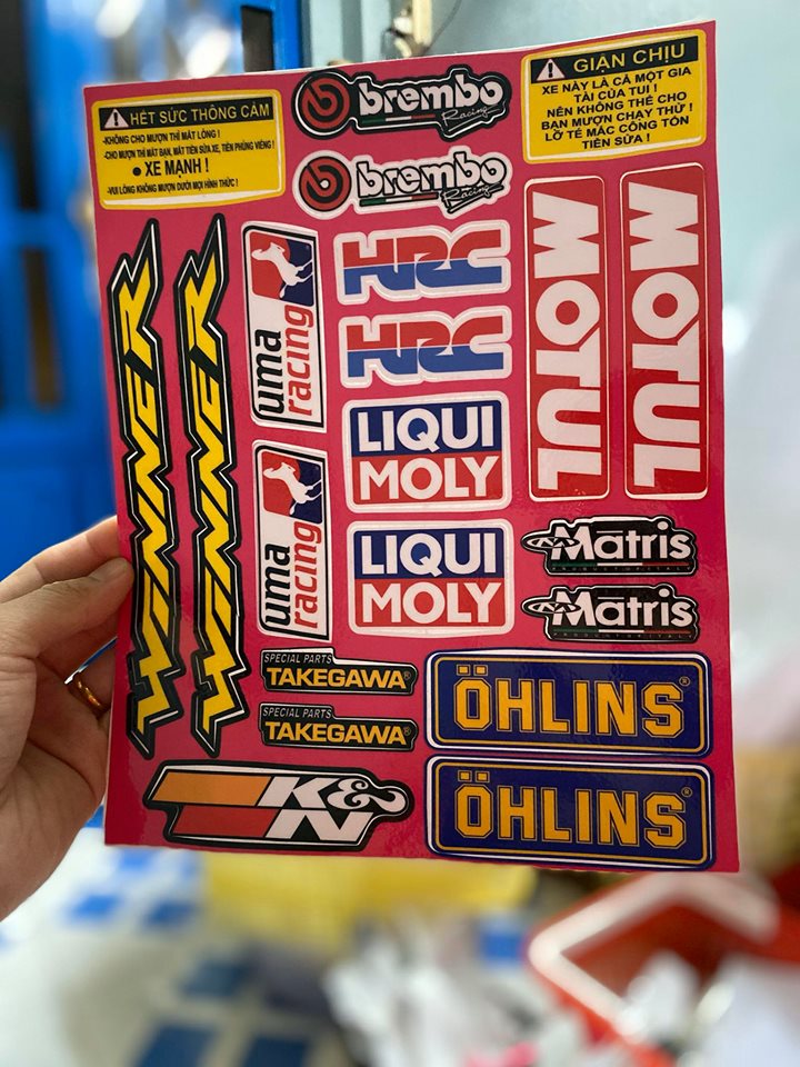 [HCM]TEM LOGO CẢNH BÁO WINNER BREMBO MOTUL HRC