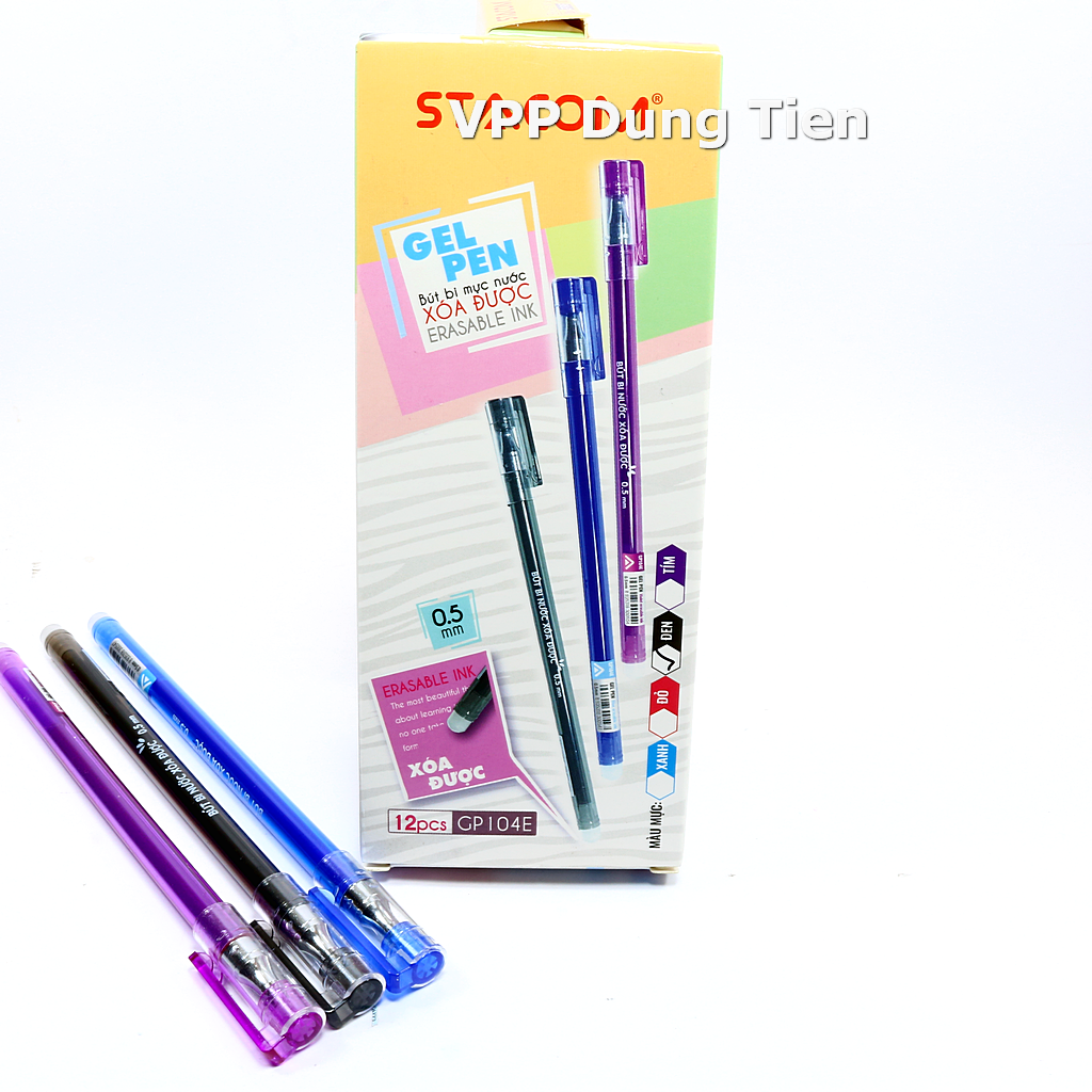 Bút gel xóa được xanh, đen, tím