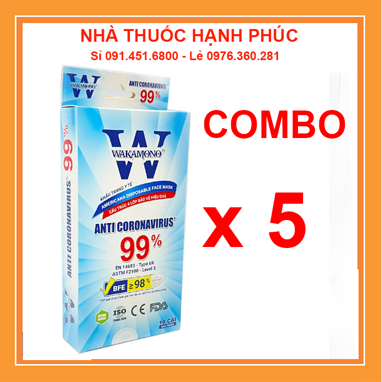 Khẩu trang y tế wakamono chính hãng diệt 99% virus mùi quế tự nhiên