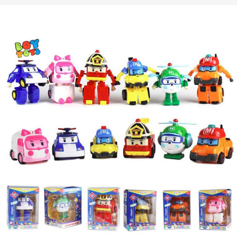 Hộp đồ chơi biến hình biệt đội xe Robocar Poli 2 trong 1