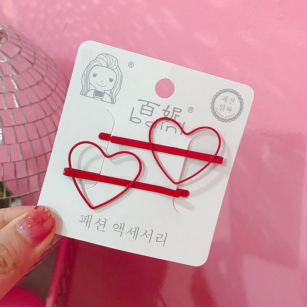 [HCM]Cặp kẹp tóc hình trái tim/ngôi sao màu trơn xinh xắn dễ thương cho nữ