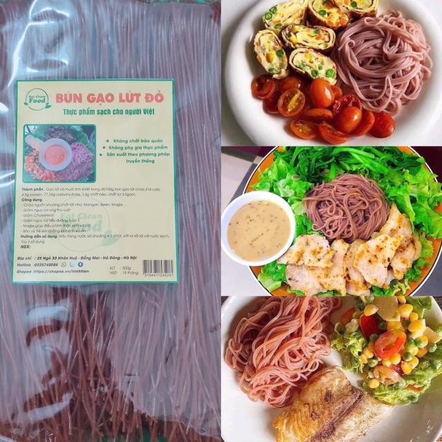 [Mã 33FMCGSALE giảm 8 đơn 500K] Mì bún gạo lứt đỏ thực dưỡng eatclean ăn kiêng giảm cân (500g)