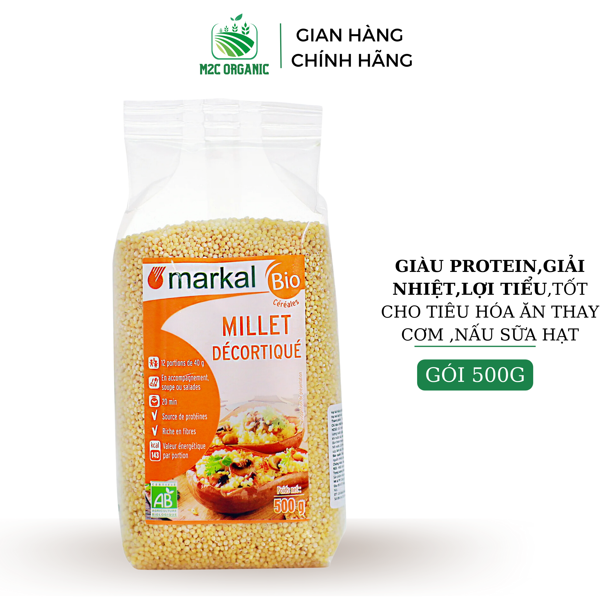 Hạt kê hữu cơ đã tách vỏ Markal 500g thanh nhiệt,lợi tiểu giàu protein,tốt cho xương khớp ăn thay cơm ,ăn dặm cho bé