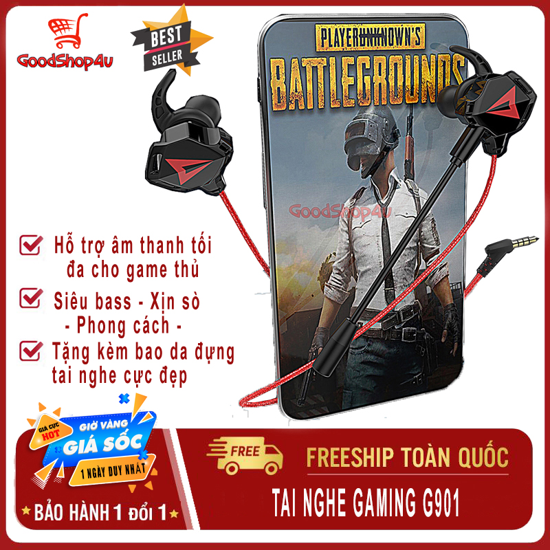 Tai nghe nhét tai Gaming có dây có mic G901 chơi pubg, game mobile + tặng kèm cáp chuyển đổi để dùng cho máy tính, laptop