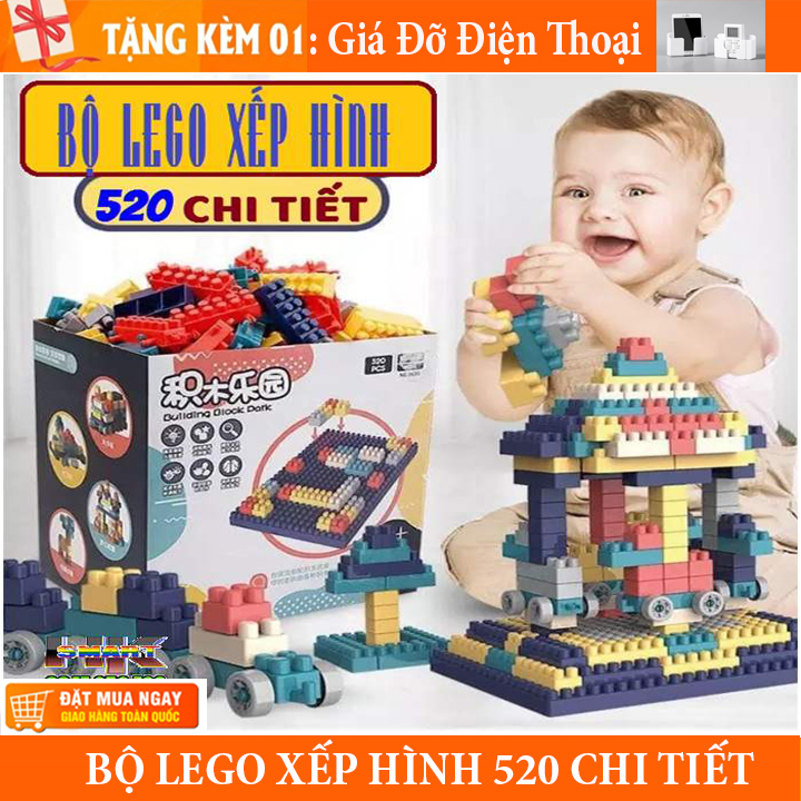 Bộ xếp hình lego 520 chi tiết giúp trẻ phải triển toàn diện - Đồ chơi lắp ghép phát triển trẻ - Bộ đồ chơi xếp hình lego