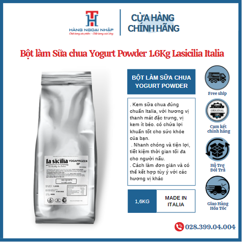 Bột làm Sữa chua Yogurt Powder 1.6Kg Hiệu Lasicilia Italia