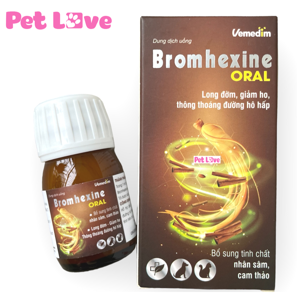Siro Vemedim Bromhexine giảm ho, long đờm cho chó mèo (chai 30ml)